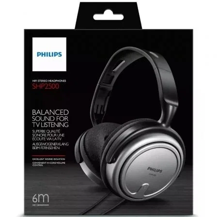 Philips SHP2500/10 Auriculares Diadema Supraaurales Cerrados para TV y Música en Casa, Cable 6m con Control de Volumen, Jack 3.5mm, Gris